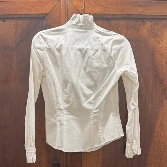 Brooks Brothers White Ruffled Collar Non Iron Blouse - Picture 4 of 4